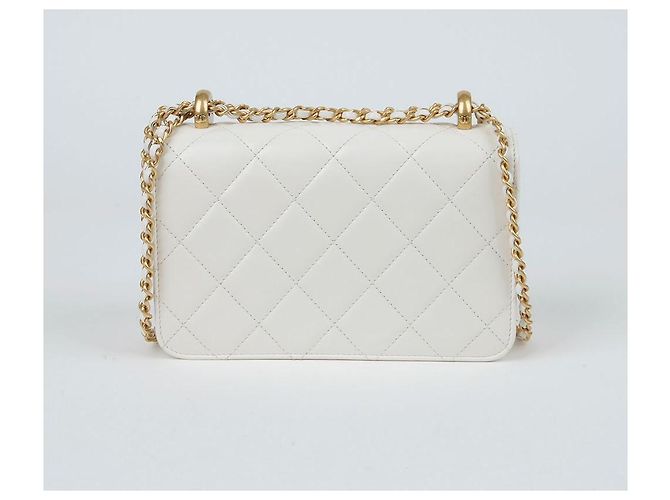 Chanel Borsa a tracolla mini flap con logo CC Bianco - vista 4