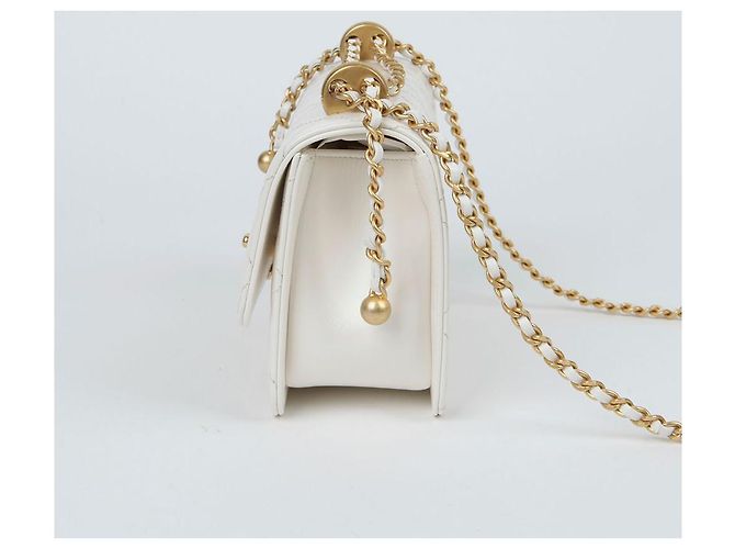 Chanel Borsa a tracolla mini flap con logo CC Bianco - vista 5