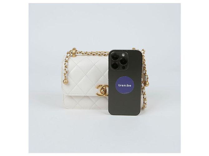 Chanel Borsa a tracolla mini flap con logo CC Bianco - vista 7