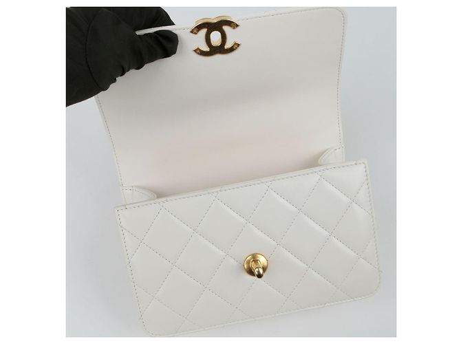 Chanel Borsa a tracolla mini flap con logo CC Bianco - vista 8