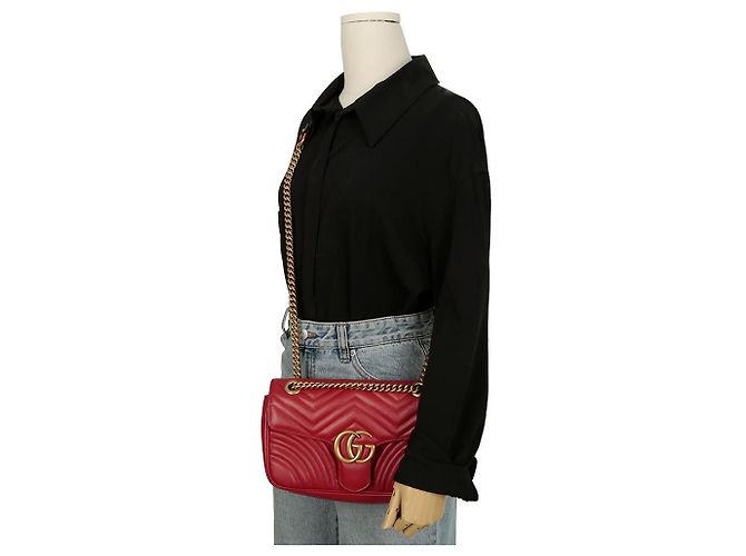 Gucci Borsa a spalla incrociata GG Marmont Small Rosso - vista 10