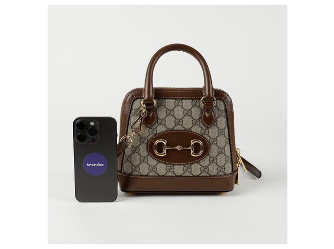 Gucci Borsa mini a mano con manico superiore Horsebit Marrone - vista 7