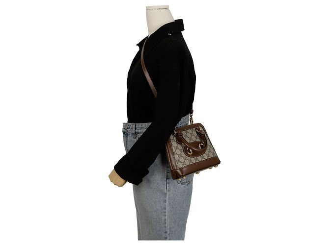 Gucci Borsa mini a mano con manico superiore Horsebit Marrone - vista 9