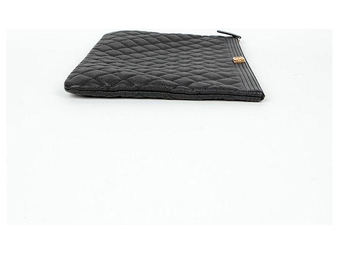 Chanel Clutch Grande in Pelle Caviar Boy Nero - vista 5