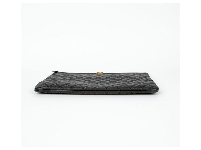 Chanel Clutch Grande in Pelle Caviar Boy Nero - vista 6