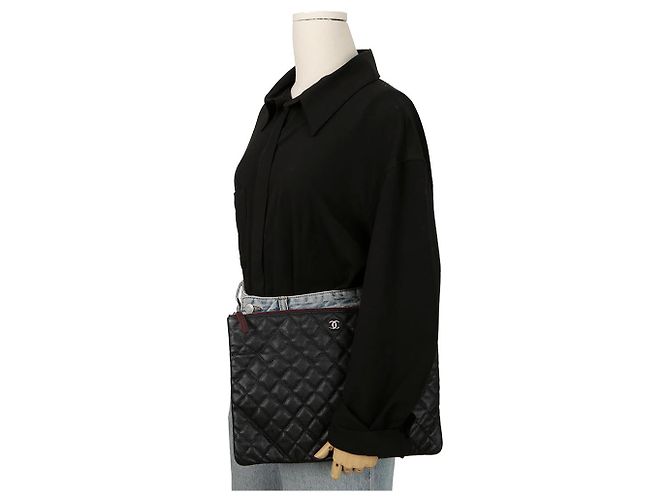 Chanel Clutch Classica Grande in Pelle Caviar Nero - vista 12
