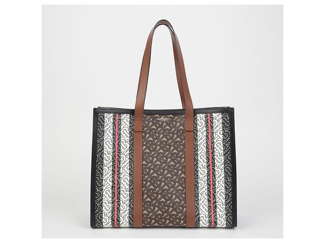 Burberry Borsa a spalla con strisce monogrammate Marrone - vista 2