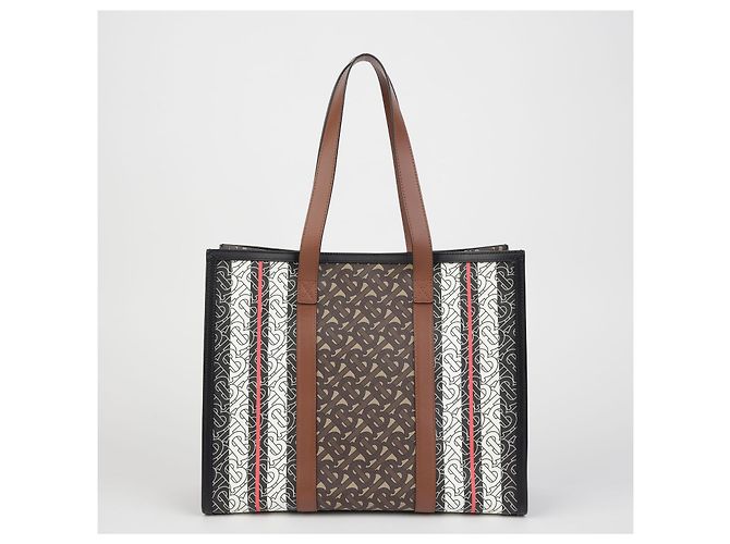 Burberry Borsa a spalla con strisce monogrammate Marrone - vista 4