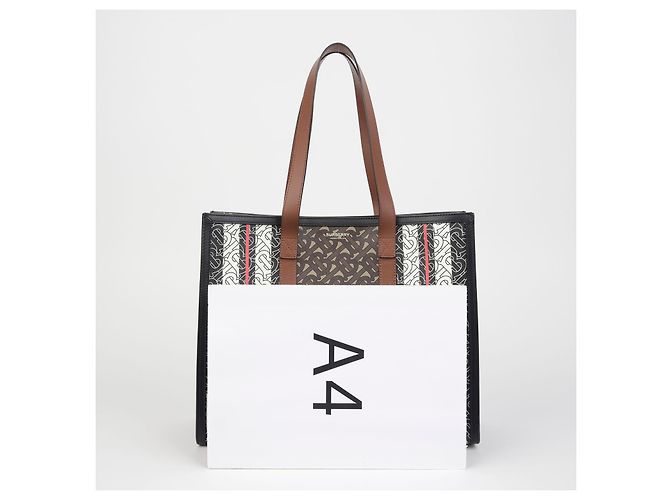 Burberry Borsa a spalla con strisce monogrammate Marrone - vista 7
