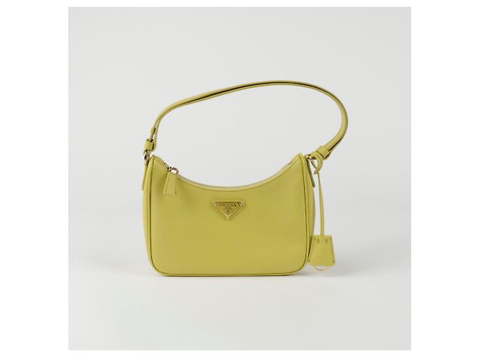 Saffiano Prada Borsa hobo con logo triangolare Verde - vista 2