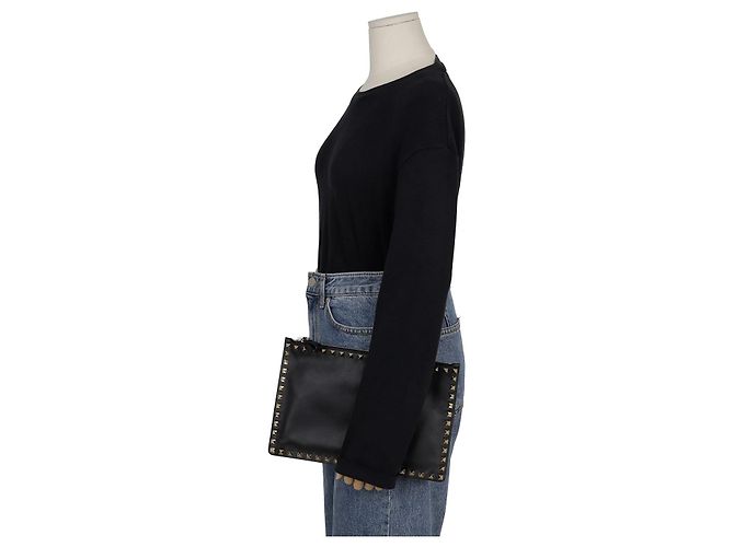 Valentino Clutch Rockstud Negro - vista 8