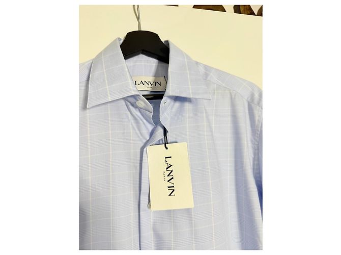 Klassisches Lanvin hellblau kariertes Hemd - Ansicht 2