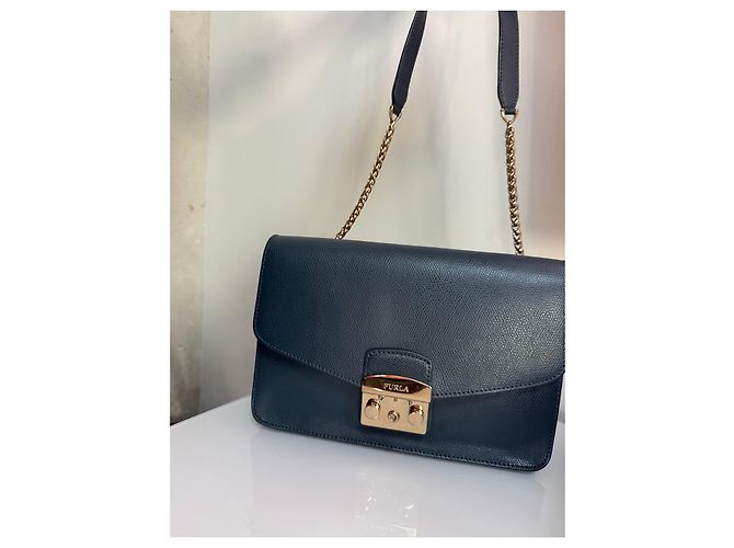 Borsa a spalla Furla in pelle blu navy grigiato Grigio antracite Blu scuro - vista 3