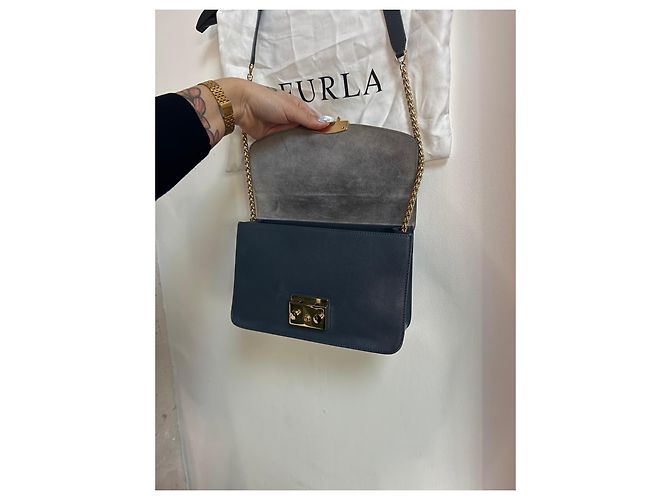 Borsa a spalla Furla in pelle blu navy grigiato Grigio antracite Blu scuro - vista 4