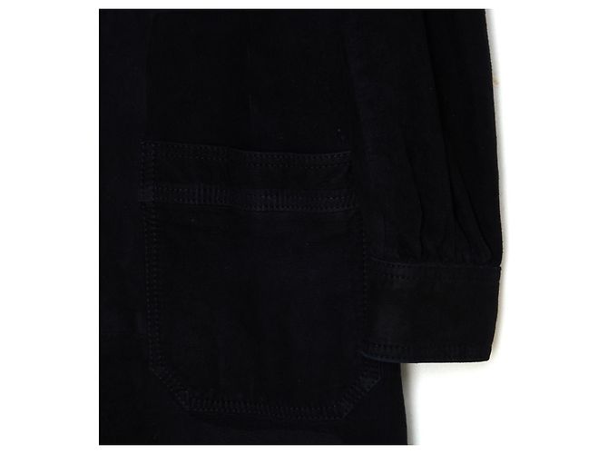 Céline um 1990 Schwarzes Wildleder-Maxikleid FR40 UK12 US8 - Ansicht 3