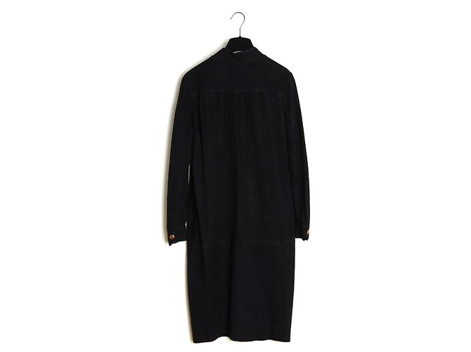 Céline um 1990 Schwarzes Wildleder-Maxikleid FR40 UK12 US8 - Ansicht 5