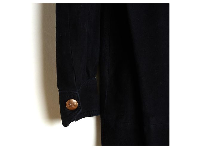 Céline um 1990 Schwarzes Wildleder-Maxikleid FR40 UK12 US8 - Ansicht 6