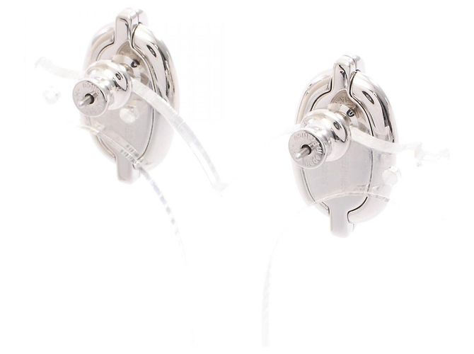 Pendientes Mini Maillon Hermès Negro Plata - vista 2