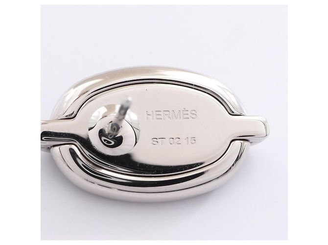Pendientes Mini Maillon Hermès Negro Plata - vista 3