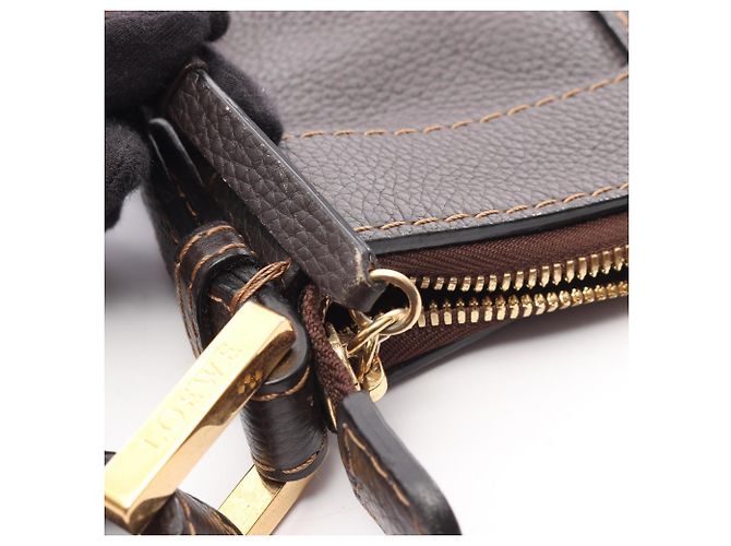 Borsa a spalla in pelle marrone Loewe - vista 8