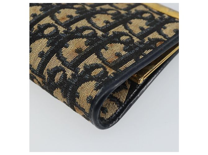 Pochette in tela Trotter Christian Dior Blu Navy Oro Auth 163016 - vista 10