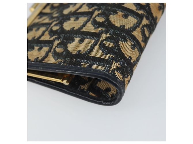 Pochette in tela Trotter Christian Dior Blu Navy Oro Auth 163016 - vista 11