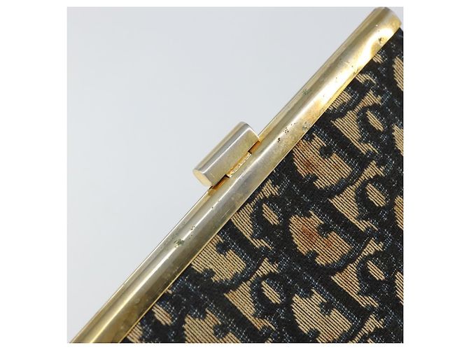 Pochette in tela Trotter Christian Dior Blu Navy Oro Auth 163016 - vista 12