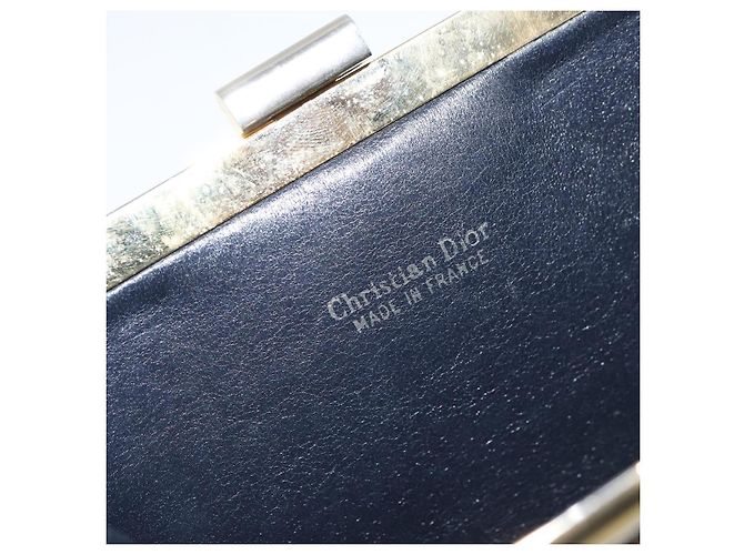 Pochette in tela Trotter Christian Dior Blu Navy Oro Auth 163016 - vista 13