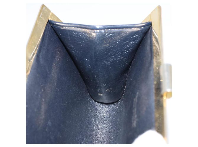 Pochette in tela Trotter Christian Dior Blu Navy Oro Auth 163016 - vista 16