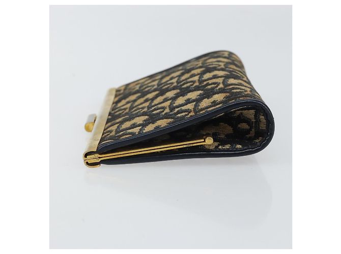 Pochette in tela Trotter Christian Dior Blu Navy Oro Auth 163016 - vista 5
