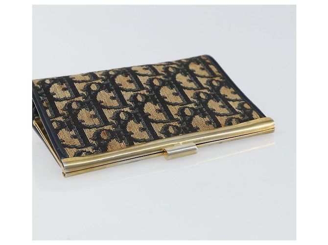Pochette in tela Trotter Christian Dior Blu Navy Oro Auth 163016 - vista 6