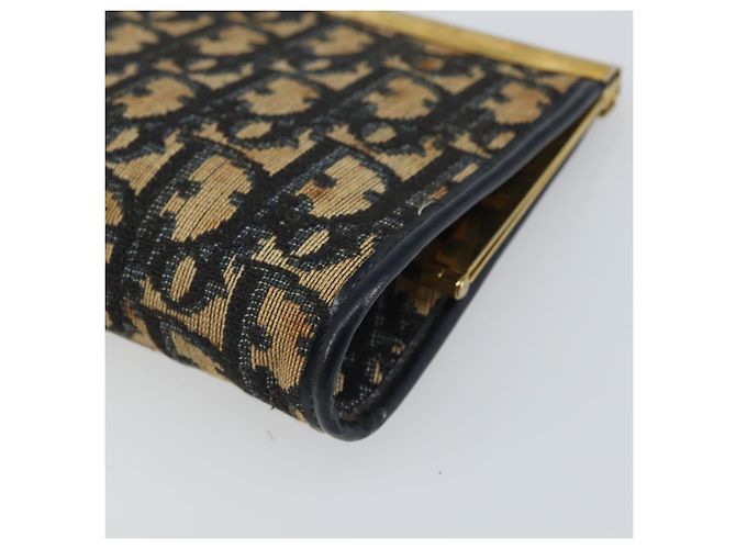 Pochette in tela Trotter Christian Dior Blu Navy Oro Auth 163016 - vista 8