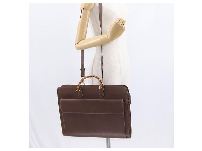 Gucci Bamboo Business Bag Leder 2-Wege Braun 015 1521 3675 Auth ar13889 - Ansicht 23