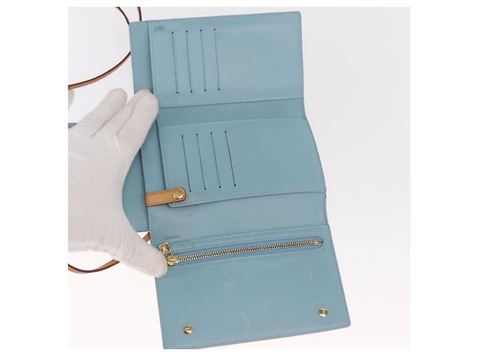 LOUIS VUITTON Portafoglio Walker Monogram Vernis Blu Baby M91073 LV Auth ti3590 Blu chiaro - vista 15