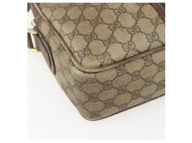 Borsa a Spalla GUCCI GG Supreme Web Sherry Line PVC Beige Oro Auth 158516 D'oro - vista 11