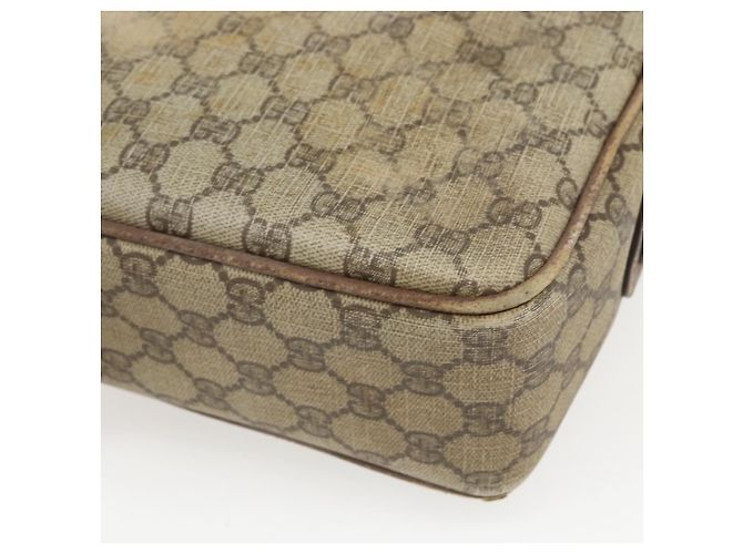 Borsa a Spalla GUCCI GG Supreme Web Sherry Line PVC Beige Oro Auth 158516 D'oro - vista 12