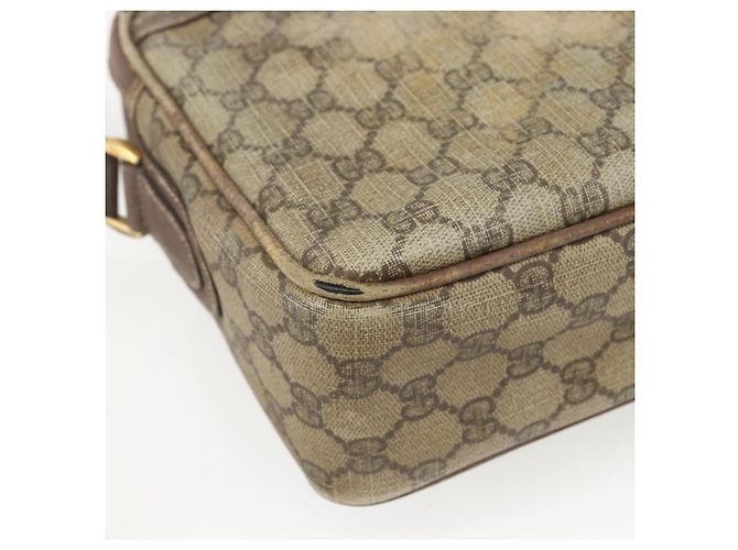 Borsa a Spalla GUCCI GG Supreme Web Sherry Line PVC Beige Oro Auth 158516 D'oro - vista 13