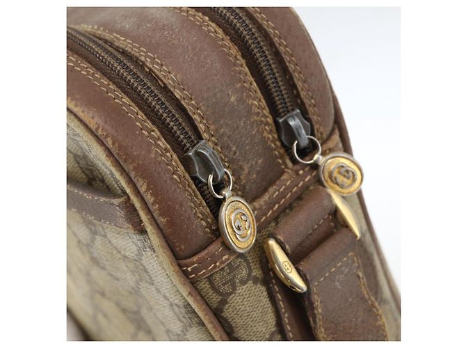 Borsa a Spalla GUCCI GG Supreme Web Sherry Line PVC Beige Oro Auth 158516 D'oro - vista 14