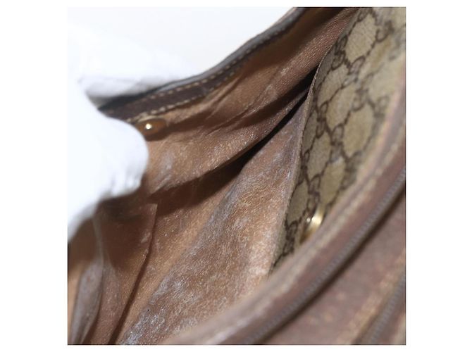 Borsa a Spalla GUCCI GG Supreme Web Sherry Line PVC Beige Oro Auth 158516 D'oro - vista 24