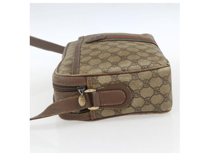 Borsa a Spalla GUCCI GG Supreme Web Sherry Line PVC Beige Oro Auth 158516 D'oro - vista 4