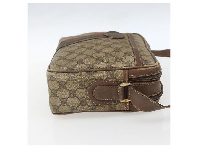 Borsa a Spalla GUCCI GG Supreme Web Sherry Line PVC Beige Oro Auth 158516 D'oro - vista 5