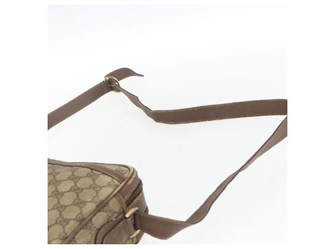 Borsa a Spalla GUCCI GG Supreme Web Sherry Line PVC Beige Oro Auth 158516 D'oro - vista 8