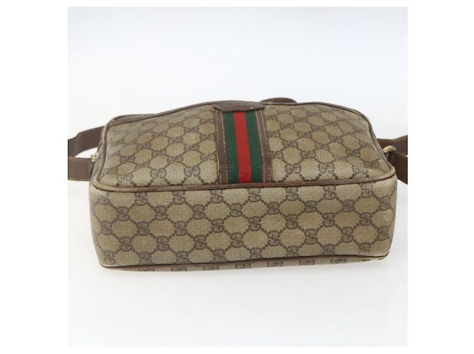Borsa a Spalla GUCCI GG Supreme Web Sherry Line PVC Beige Oro Auth 158516 D'oro - vista 9