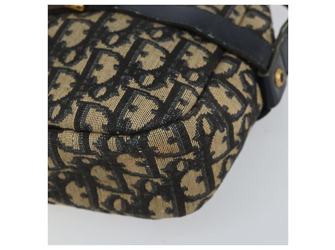 Borsa a Spalla in Tela Trotter Christian Dior Blu Navy Oro Auth 162249 D'oro - vista 10