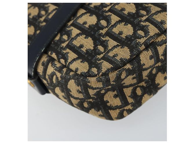Borsa a Spalla in Tela Trotter Christian Dior Blu Navy Oro Auth 162249 D'oro - vista 11
