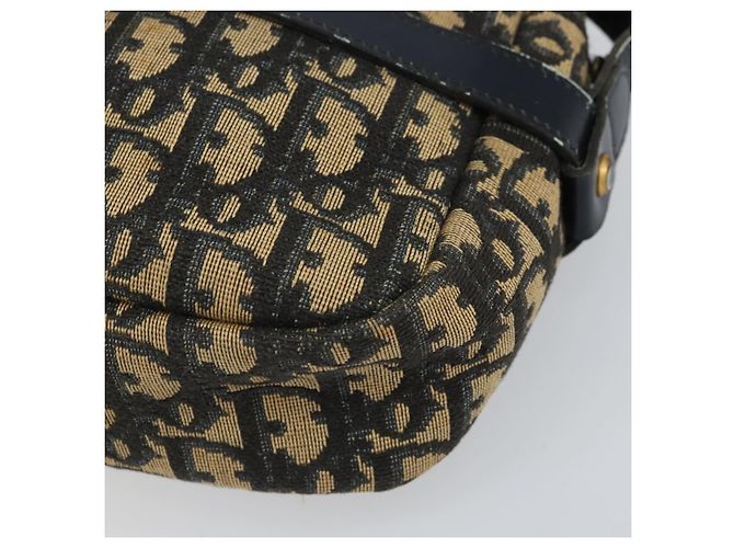Borsa a Spalla in Tela Trotter Christian Dior Blu Navy Oro Auth 162249 D'oro - vista 12
