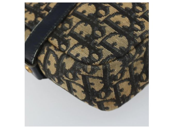 Borsa a Spalla in Tela Trotter Christian Dior Blu Navy Oro Auth 162249 D'oro - vista 13