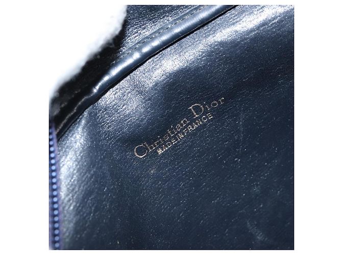 Borsa a Spalla in Tela Trotter Christian Dior Blu Navy Oro Auth 162249 D'oro - vista 16