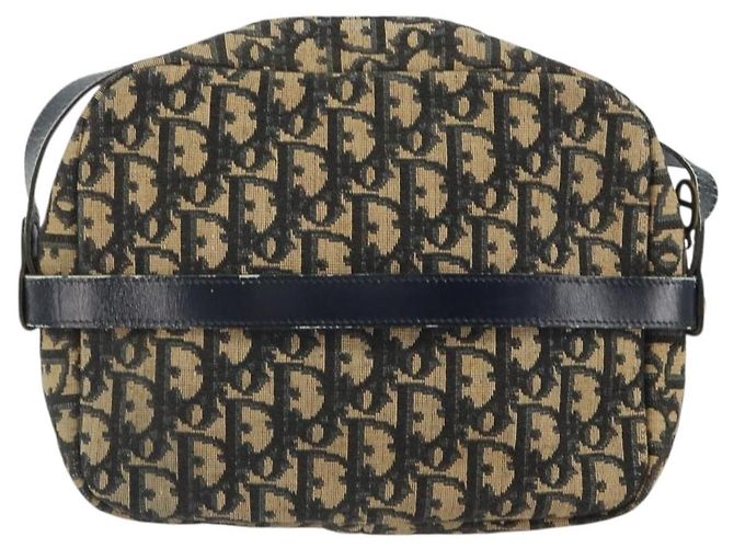 Borsa a Spalla in Tela Trotter Christian Dior Blu Navy Oro Auth 162249 D'oro - vista 3