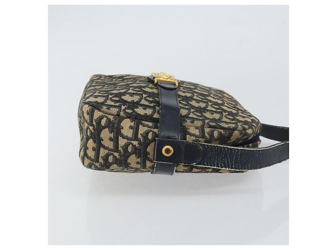 Borsa a Spalla in Tela Trotter Christian Dior Blu Navy Oro Auth 162249 D'oro - vista 4